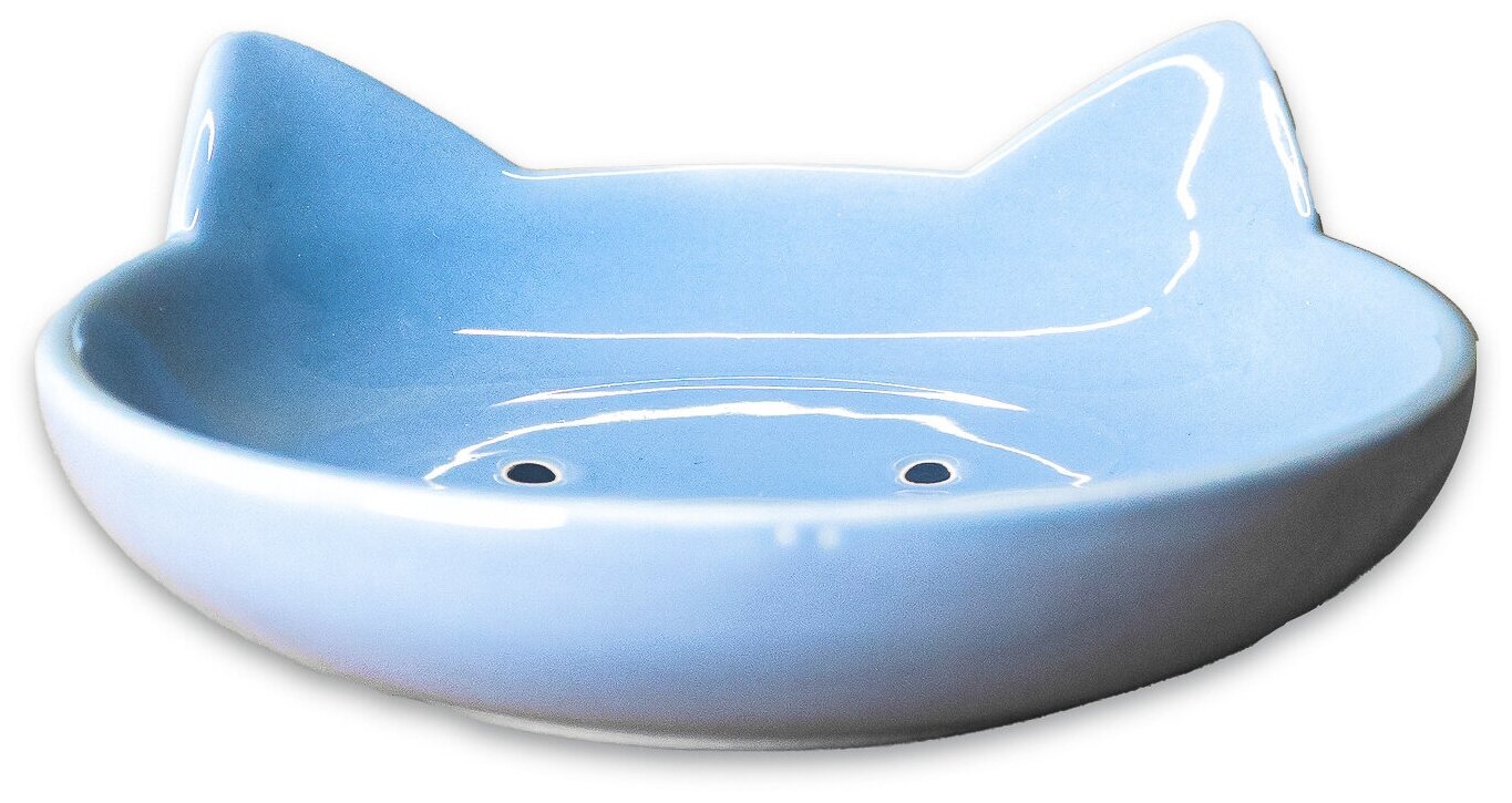 КерамикАрт миска керамическая "Мордочка кошки", 80 мл, голубая - фотография № 5
