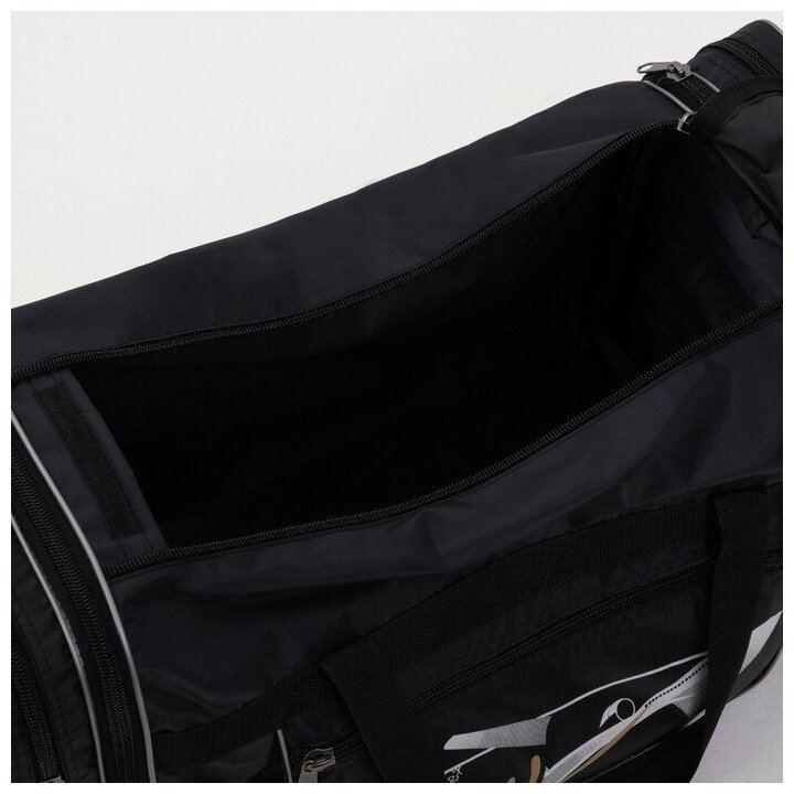Сумка дорожная на молнии с увеличением, 3 наружных кармана, длинный ремень,, цвет чёрный - фотография № 13
