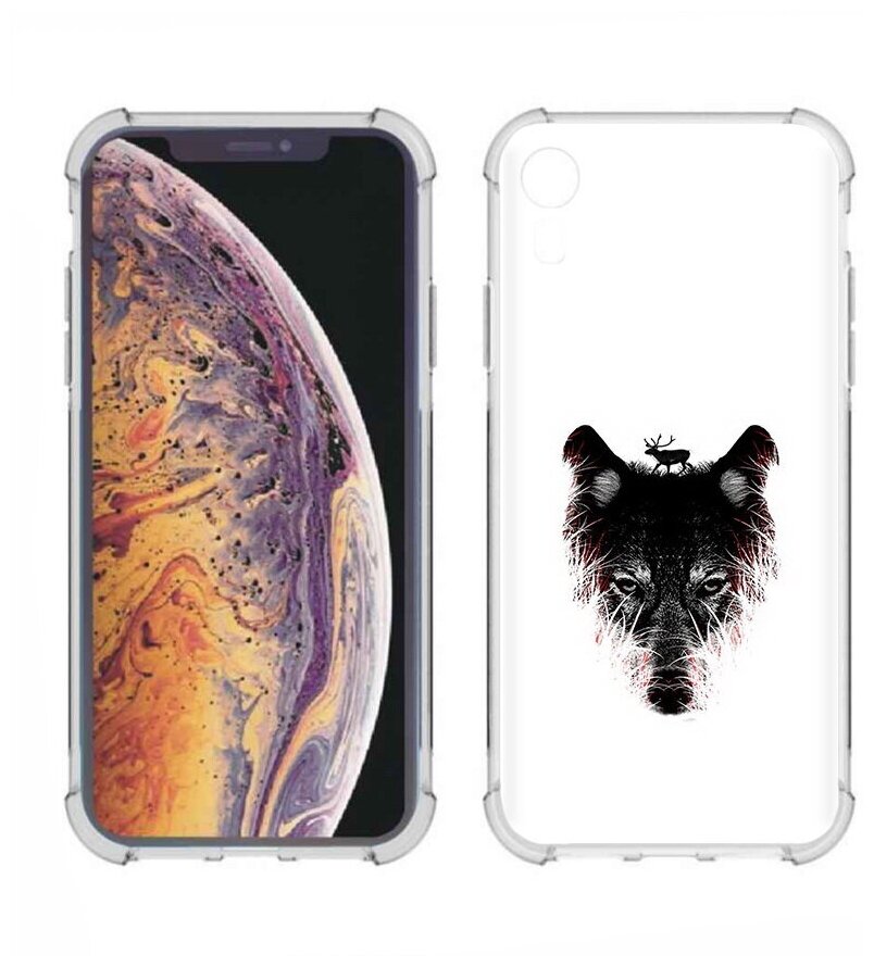 Чехол задняя-панель-накладка-бампер MyPads волк в траве для iPhone XR противоударный