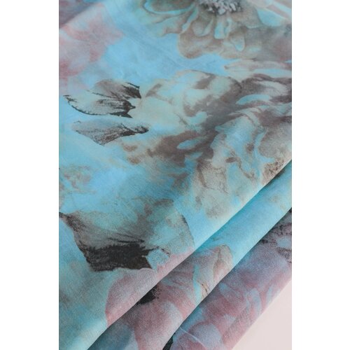 Палантин Tranini, хлопок, 140х75 см, бирюзовый