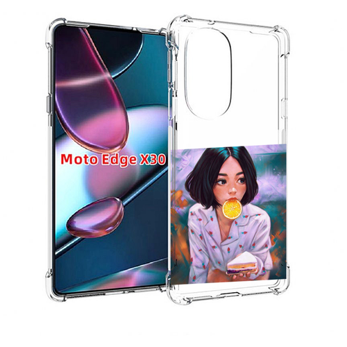 Чехол MyPads девушка-с-чизкейком женский для Motorola Moto Edge X30 задняя-панель-накладка-бампер