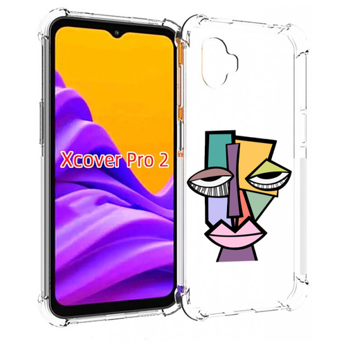 Чехол MyPads лицо из квадратиков с глазами женский для Samsung Galaxy Xcover Pro 2 задняя-панель-накладка-бампер чехол mypads лицо из квадратиков с глазами женский для tecno pop 6 pro задняя панель накладка бампер