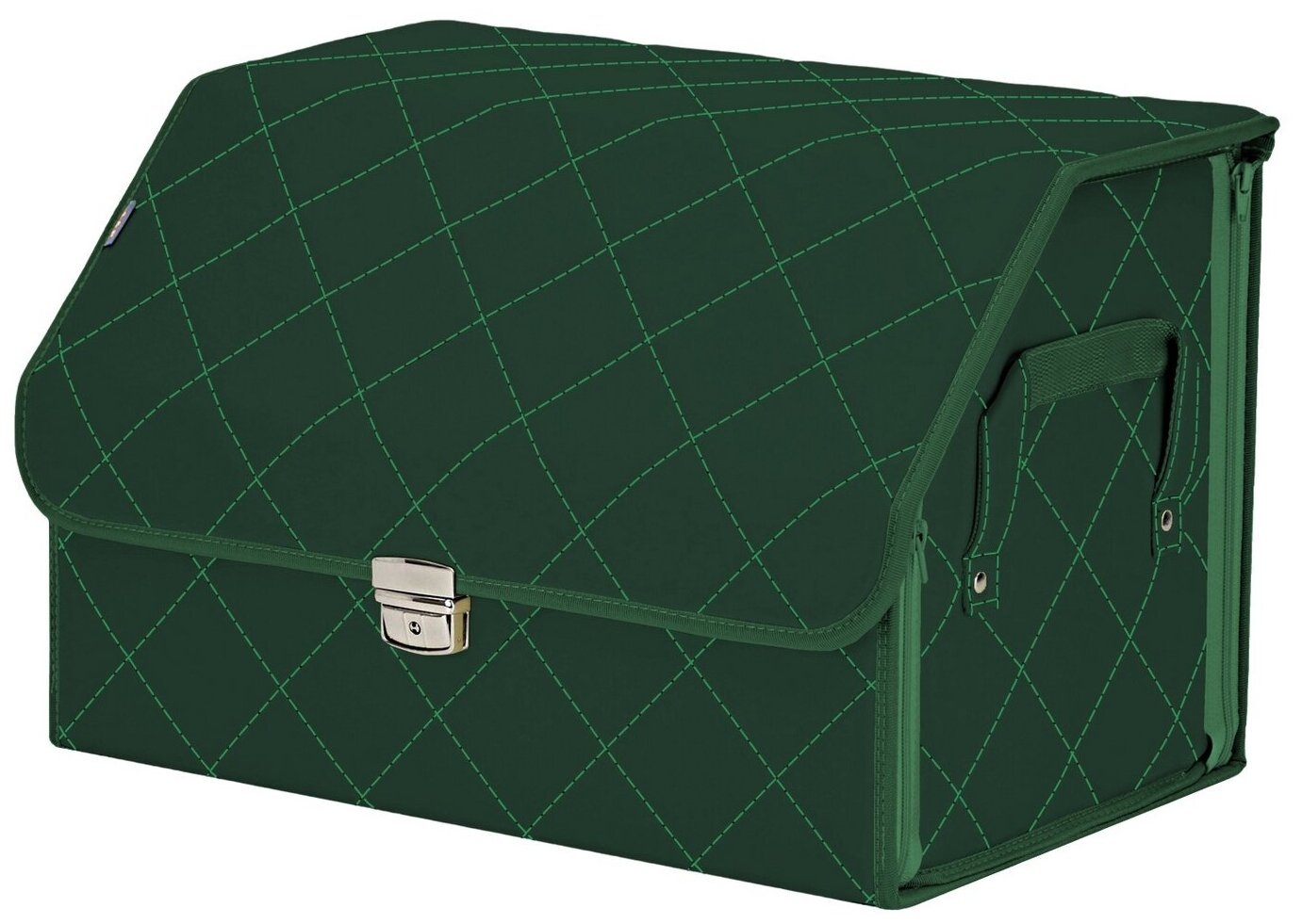 Органайзер-саквояж в багажник "Союз Премиум" (размер L). Цвет: зеленый с зеленой прострочкой Ромб.