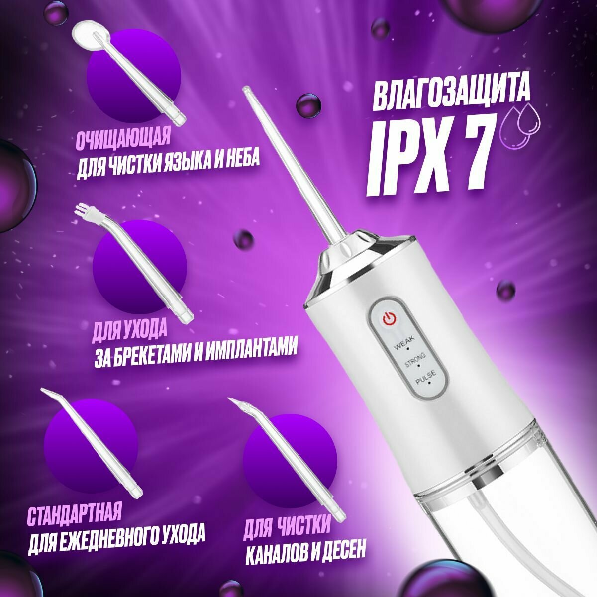 Портативный ирригатор для полости рта "Oral irrigator" для зубов и десен, брекетов, языка и свежего дыхания - фотография № 3