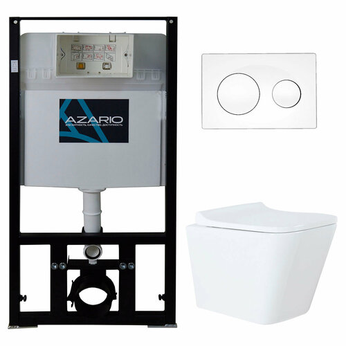 Сет: AZARIO инсталляция + унитаз Teramo с сидением микролифт + панель смыва, AZ-8010-1000+AZ-8200-0012+AZ-0052
