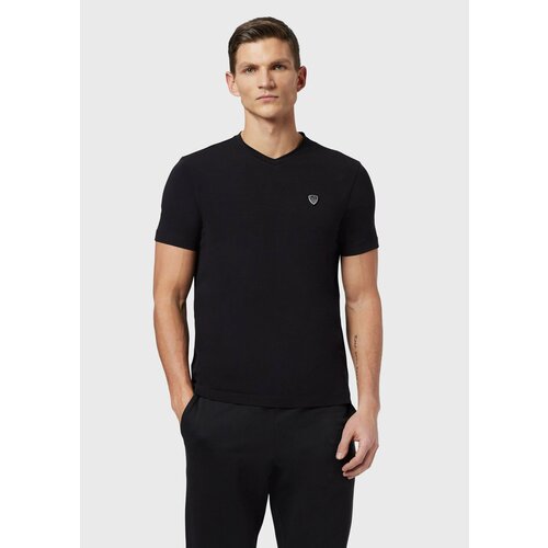 фото Футболка ea7, хлопок, однотонная, размер xxl, черный