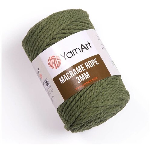 Пряжа YARNART Macrame Rope 3mm, зеленый - 787, 60% хлопок, 40% вискоза & полиэстер, 4 мотка, 250 г, 63 м.