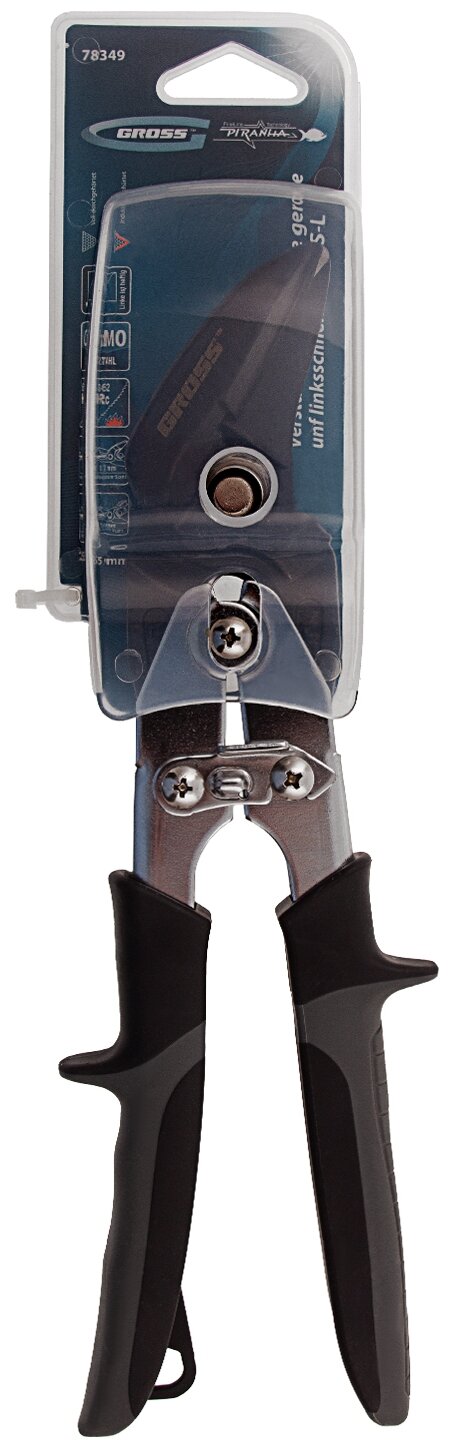 Ножницы по металлу"PIRANHA"усиленные,255 мм,прямой и левый рез,сталь-СrMo,двухкомп.рукоятки// Gross - фотография № 5