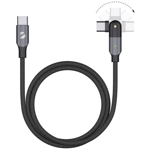 Кабель Deppa USB Type-C - USB Type-С, поворотный, 180˚ (72330), 1.2 м, 1 шт., черный.. кабель deppa usb type c usb type с поворотный 180˚ 72330 1 2 м 1 шт черный