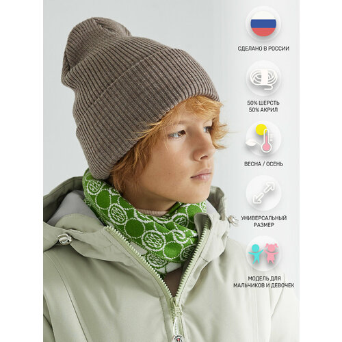 фото Шапка бини lemive, размер one size, коричневый