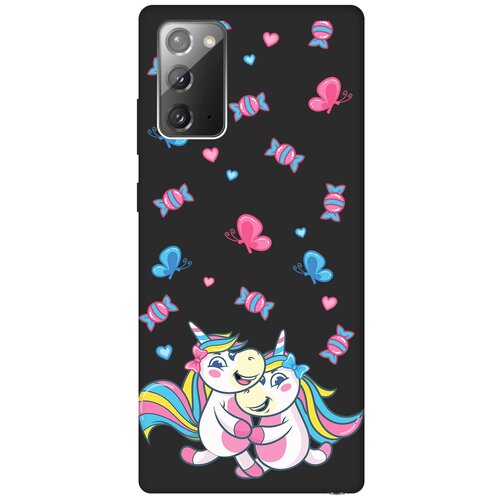 Матовый чехол Unicorns and Candies для Samsung Galaxy Note 20 / Самсунг Ноут 20 с 3D эффектом черный силиконовый чехол с принтом unicorns and candies для samsung galaxy note 10 самсунг ноут 10