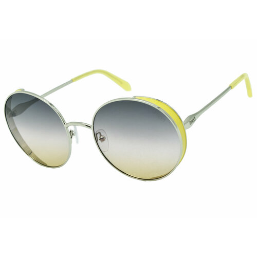 Солнцезащитные очки Emilio Pucci EP 187, круглые, оправа: металл, с защитой от УФ, градиентные, для женщин, желтый