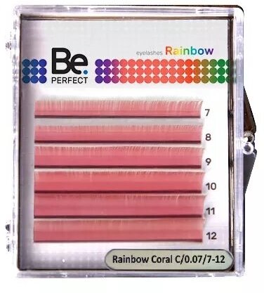 Цветные ресницы Be Perfect Rainbow Coral MIX D 0.07 7-12 mm 6 линий