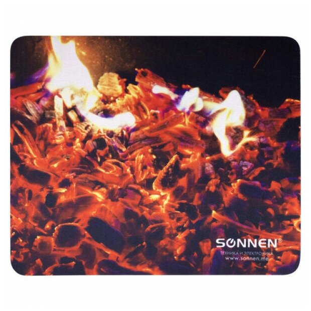 Коврик для мыши SONNEN "FIRE", резина + ткань, 220х180х3 мм, 513292