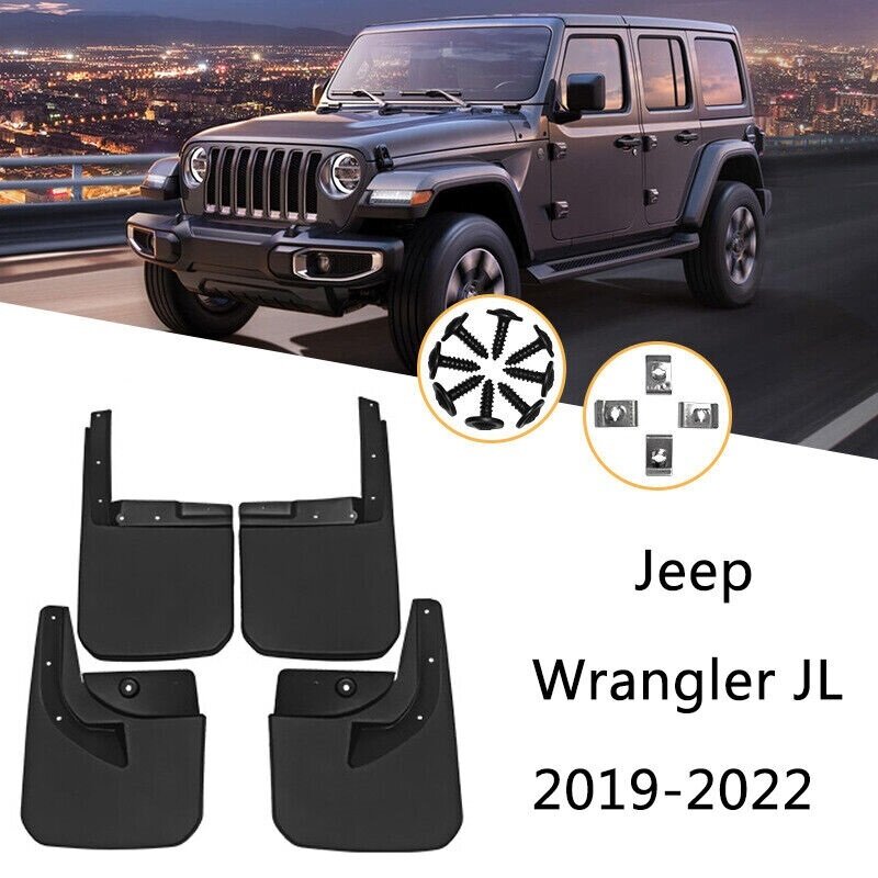 Брызговики для Jeep Wrangler JL 2018 2019 2020 2021 2022 комплект 4шт Джип Вранглер OEM стиль