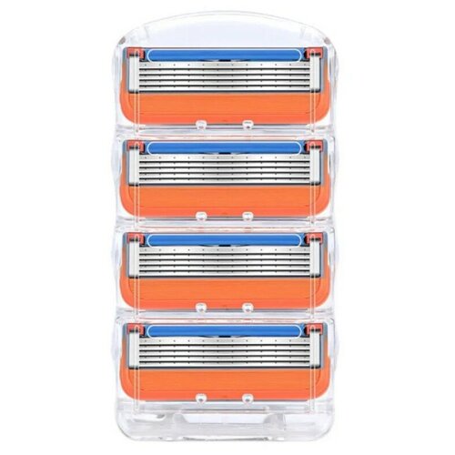 Сменные кассеты лезвия для бритв совместимые с Gillette Fusion 4 штуки (оранжевые) бритье и депиляция gillette сменные кассеты для бритья fusion power