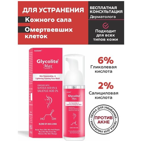 PEROLITE Пенка для умывания от акне, черных точек гликолайт макс с гликолевой и салициловой кислотой