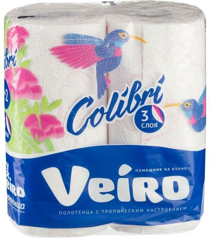Полотенца бумажные Veiro Colibri 3 слоя 2 рулона белые Linia Veiro - фото №2