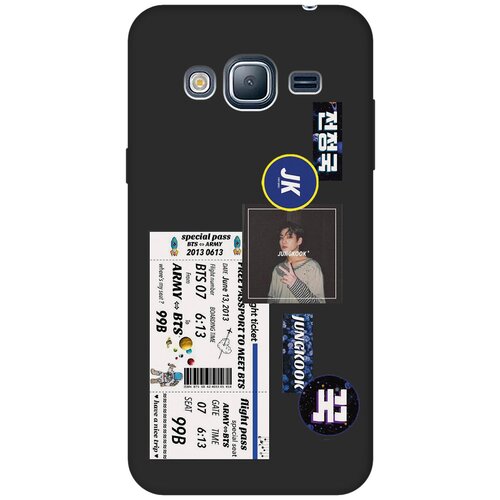 Матовый чехол BTS Stickers для Samsung Galaxy J3 (2016) / Самсунг Джей 3 2016 с 3D эффектом черный матовый чехол hockey для samsung galaxy j3 2016 самсунг джей 3 2016 с эффектом блика черный