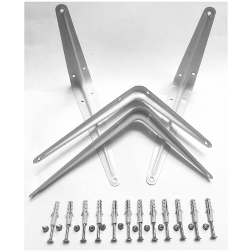 Кронштейн угловой для полки (сталь) c креплением, Fertile Land, 200x150 мм, коричневый -- комплект 4 шт.(нагрузка до 15 кг.)