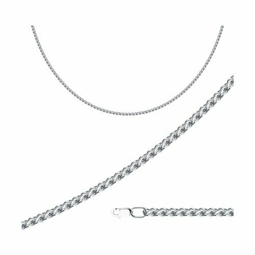 Цепь The Jeweller, серебро, 925 проба, родирование, полновесная, плетение гарибальди, длина 45 см., средний вес 7.99 гр., серебряный