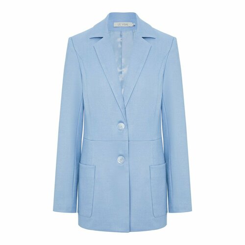Пиджак LE VUAL, средней длины, силуэт прилегающий, размер M, голубой