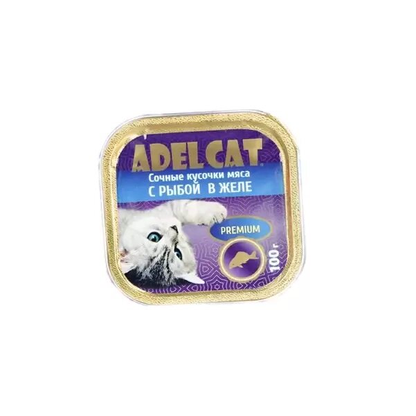 Влажный корм для кошек Adel Cat сочные кусочки мяса с рыбой в желе 0,1 кг - фото №2