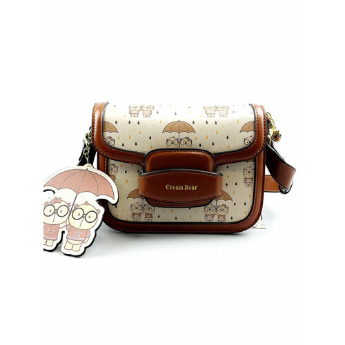 фото Сумка cream bear повседневная, экокожа, бежевый, коричневый