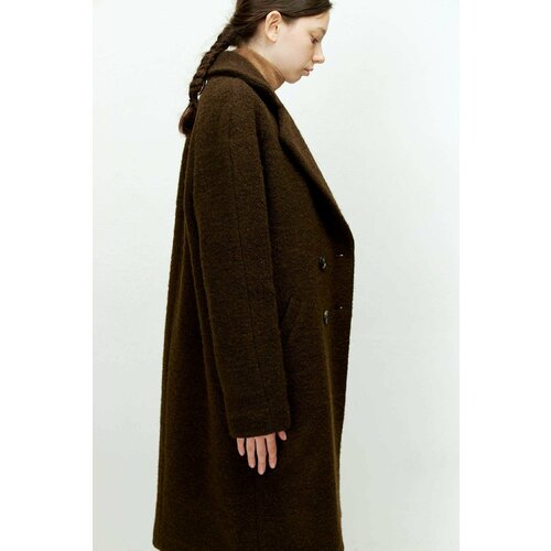 Пальто-реглан  УСТА К УСТАМ демисезонное, шерсть, силуэт прямой, удлиненное, размер 46, коричневый