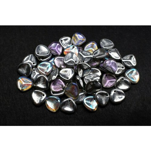 Бусины Rose Petal beads 8мм, отверстие 0,5мм, цвет 00030/98530 Crystal/Silver Rainbow, 734-036, около 10г (около 50шт)