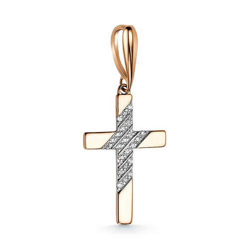 Подвеска, золото, 585 проба, фианит, размер 2.1 см.