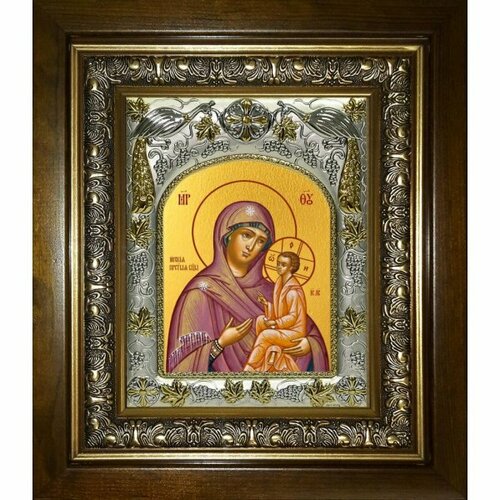 Икона Божьей Матери Югская, 14x18 см, в деревянном киоте 20х24 см, арт вк-5219