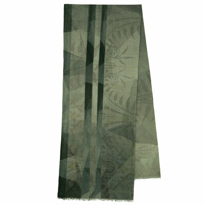 Шарф Павловопосадская платочная мануфактура, 190х40 см, зеленый, серый