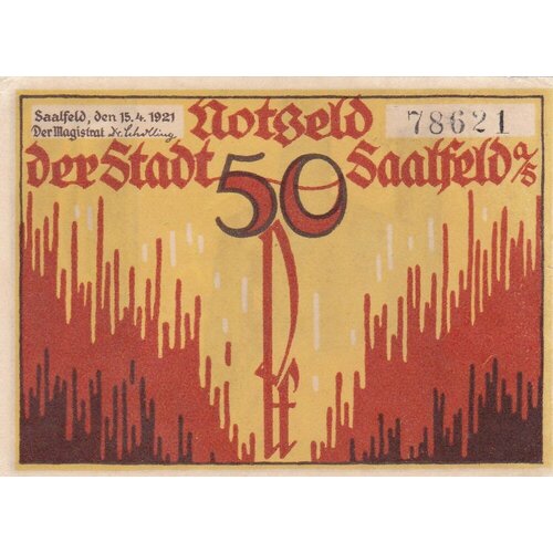 Германия (Веймарская Республика) Заальфельд 50 пфеннигов 1921 г. (№2) (2) германия веймарская республика заальфельд 50 пфеннигов 1921 г 3 2