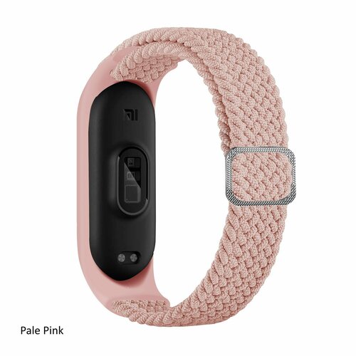 Плетёный ремешок из эластичной ткани для фитнес браслета Xiaomi Mi Band 3 4 5 6 7 (Ксиоми Ми Бэнд 7) бледно-розовый плетёный ремешок из эластичной ткани для фитнес браслета xiaomi mi band 3 4 5 6 7 ксиоми ми банд 7 оранжевый