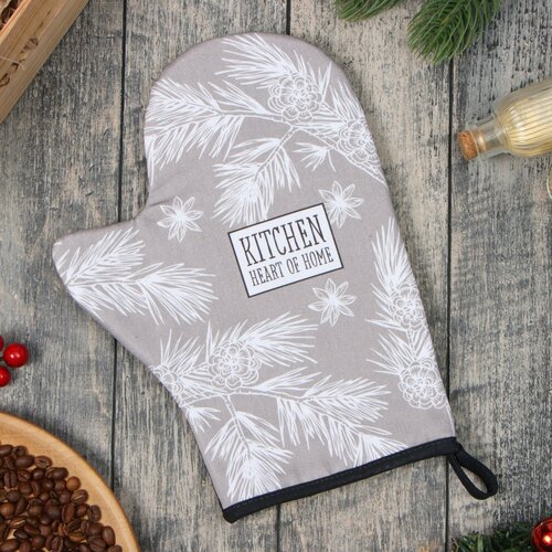 Варежка-прихватка Этель Рождественские ветки 20х28 см 100 хл ватин 250 гм2 405₽