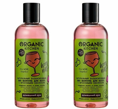 Organic Kitchen Шампунь для волос, БИО, Натуральный балансирующий, С фруктовыми кислотами, 270 мл, 2 шт
