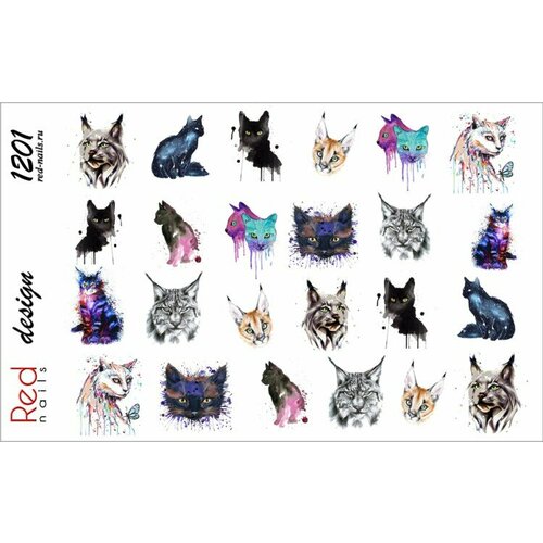 Слайдер-дизайн Red Nails №1201 New - Кошки