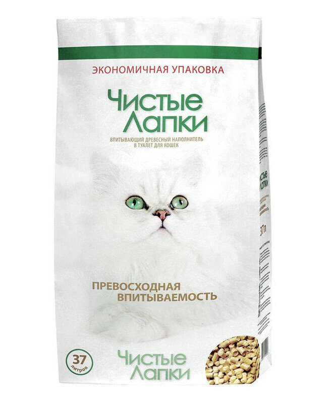 CLEAN PAWS , древесный наполнитель для кошачего туалета, 37л