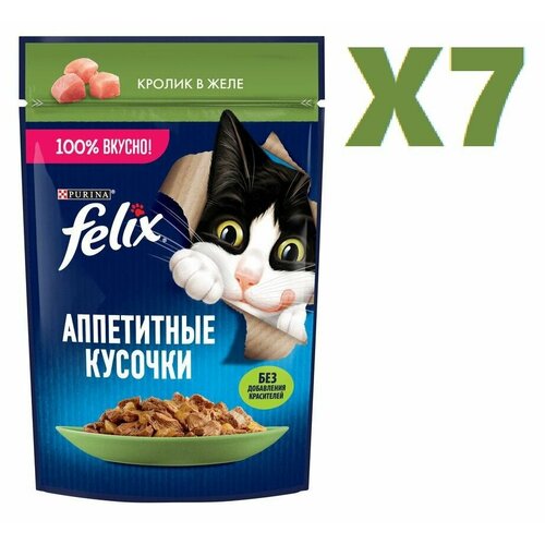 Влажный корм Felix Аппетитные кусочки с кроликом в желе 75г 7 шт