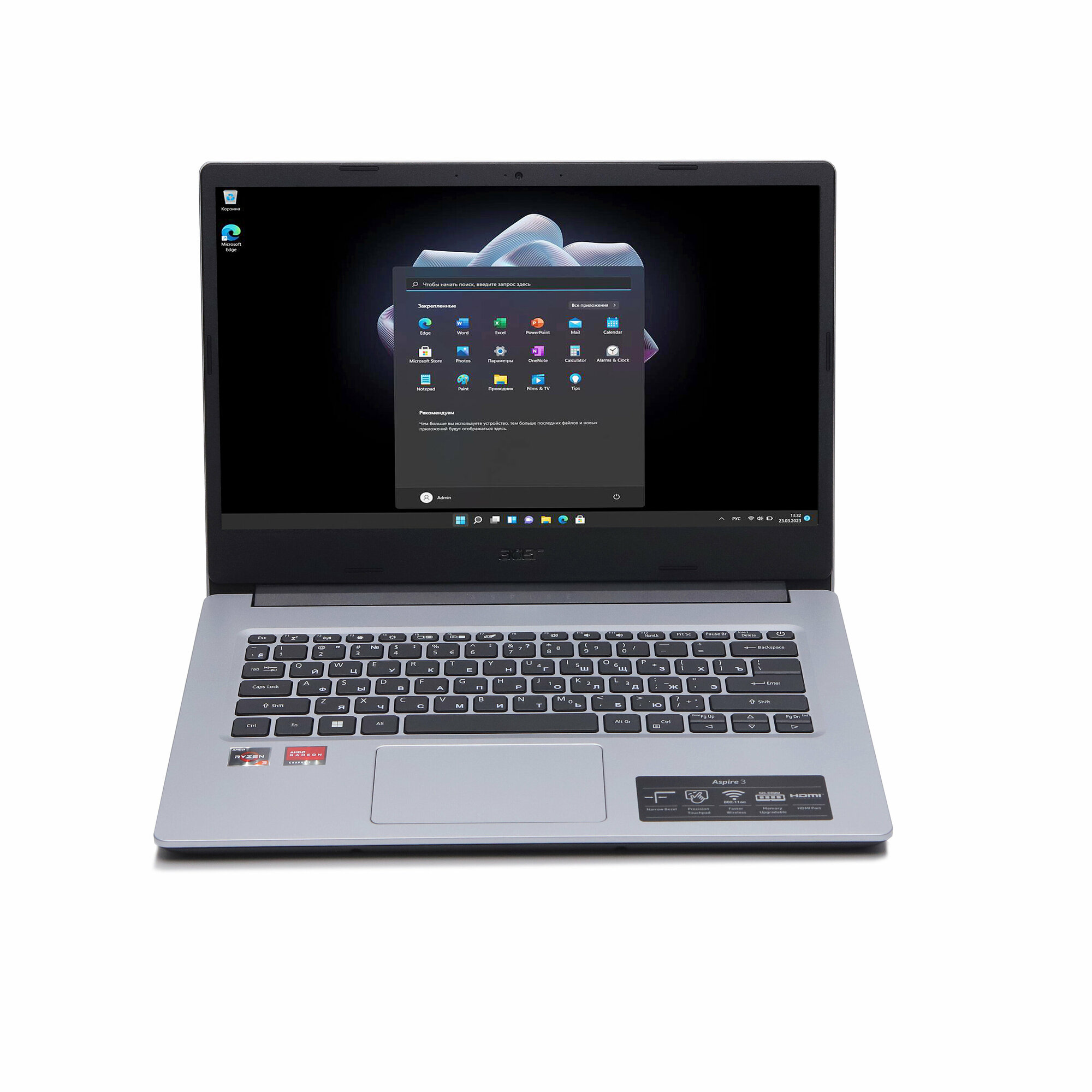 Ноутбук Acer Aspire 3 14" HD/AMD Ryzen 3-3250U 2.6ГГц/8Гб DDR4 RAM/128Гб SSD+1Tb HDD/Radeon RX Vega 3/Windows 11 Home/Русская клавиатура