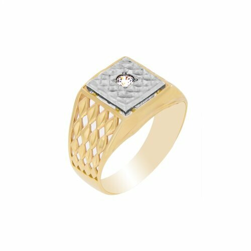 фото Кольцо маршал, красное золото, 585 проба, фианит, размер 19.5