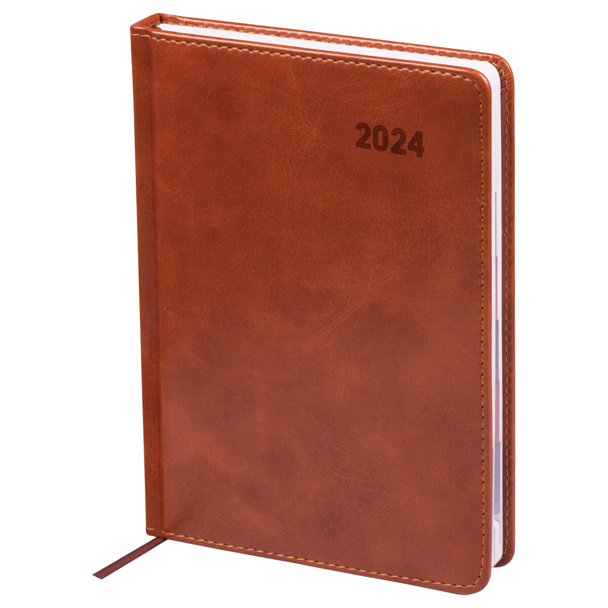 Ежедневник датированный 2024г. с вырубкой, A5, 176л, кожзам, OfficeSpace "Vesper Index", коричневый