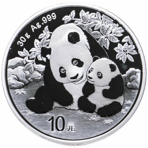 Серебряная монета 10 юаней в капсуле Панда. Китай 2024 Proof