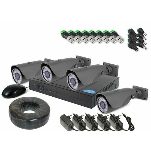 Готовый комплект 5mp видеонаблюдения KDM 227-FV5 и HDCom-204-5M - уличное видеонаблюдение для частного дома подарочная упаковка 2912800₽