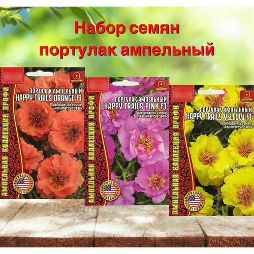 портулак ампельный happy trails fuchsia f1 2 упаковки Семена цветов для дома и сада Портулак ампельный набор 3 уп.