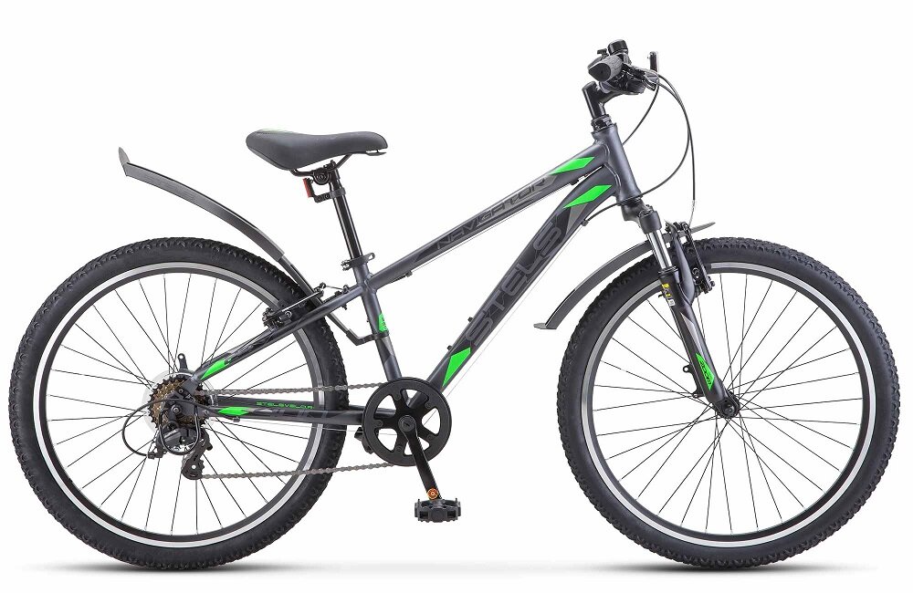 Велосипед STELS NAVIGATOR-400 V 24, колесо 24', рост 12', сезон 2023-2024, серый/зеленый