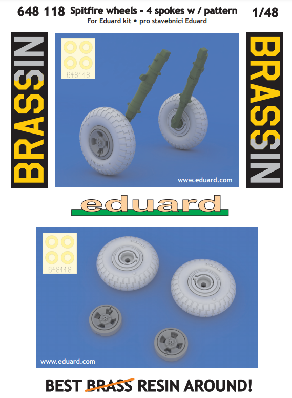 Комплект для улучшения Spitfire: колёса 4-спицевые профилированные (1/48)
