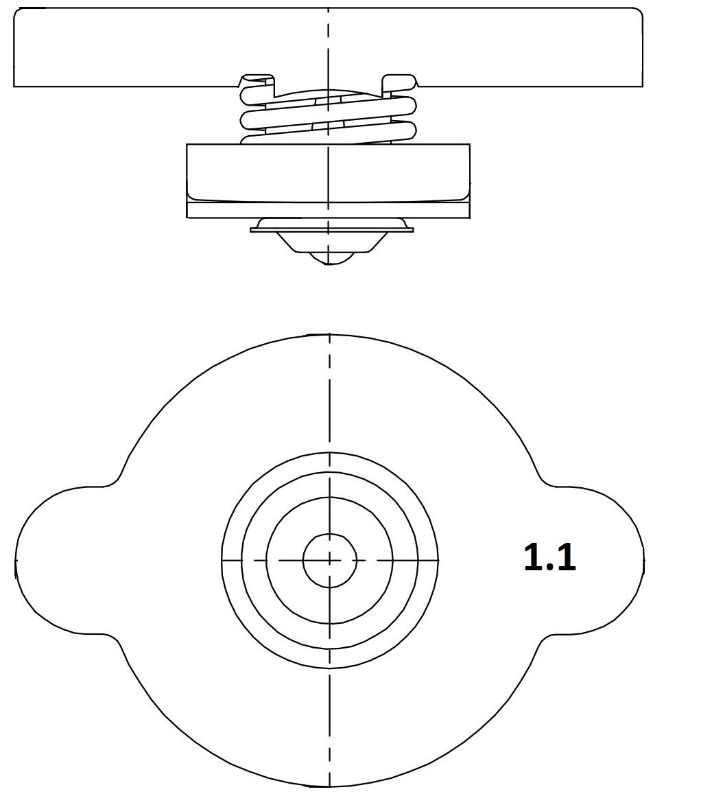 Крышка (пробка) радиатора для автомобилей Toyota/Mitsubishi/Honda/Mazda/Nissan/Subaru/Suzuki/Hyundai/Kia 1.1 bar (большой клапан) LL 1905 LUZAR