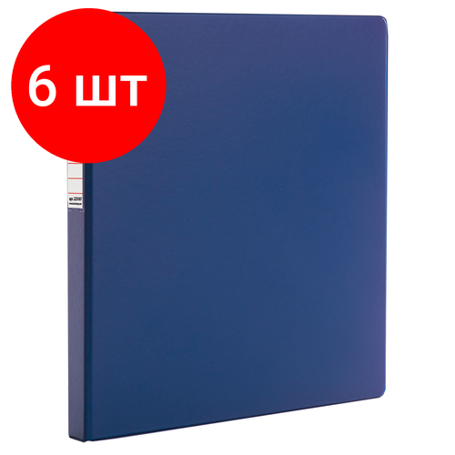 Комплект 6 шт, Папка с металлическим пружинным скоросшивателем BRAUBERG, картон/ПВХ, 35 мм, синяя, до 290 листов, 223187